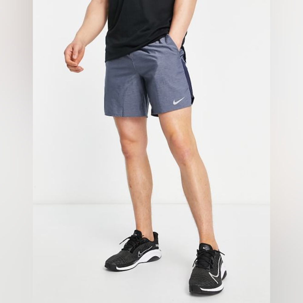 Nike Running Shorts Mens Blue Dri-Fit 2 &1 Challenger 7" Lined 908798-451 Medium